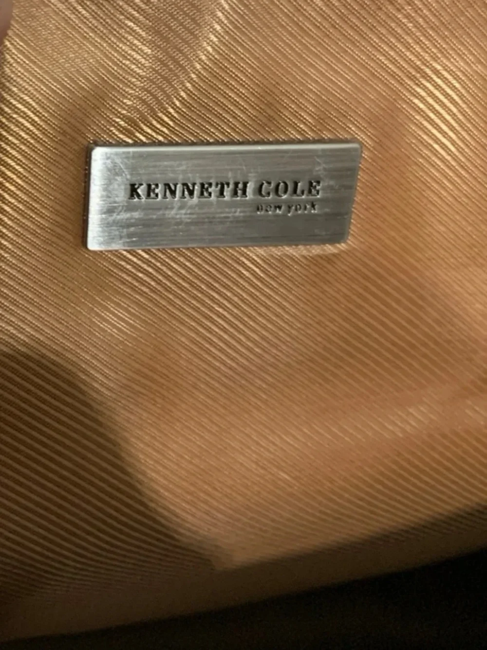Kenneth Cole Cognac Leather Messenger Bag with Front Buckle Pockets